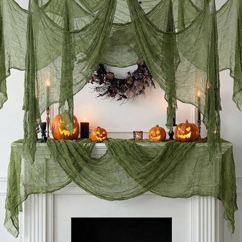 Green Halloween Creepy Cloth - 400x85 Inch Oversize Gauze for Spooky Decorations