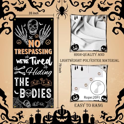 Skeleton Pumpkin Halloween Door Curtain Banner - Skeleton Pumpkin Variation 35x79 Inches
