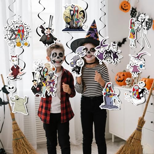 Halloween & Christmas Hanging Swirl Decorations Set - 12 Pieces Party Decor