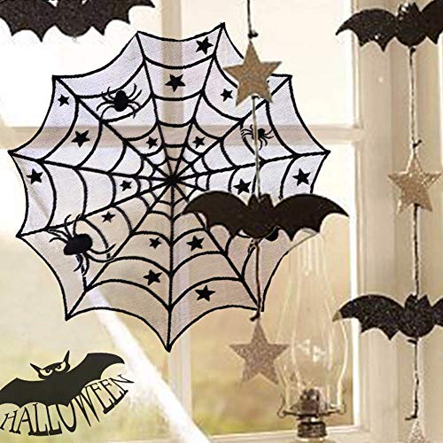 40 Inch Black Lace Spider Web Tablecloth Halloween Party Decor