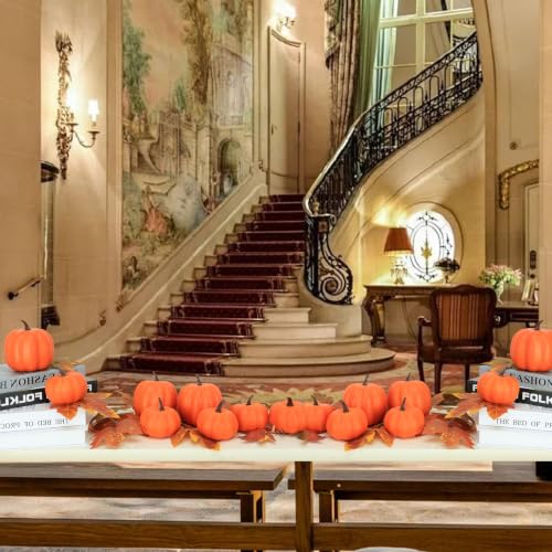 Artificial Pumpkin Decor Set - 8 Pcs Fall Halloween Thanksgiving Centerpieces
