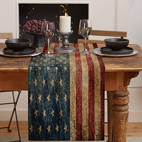 American Flag Table Runner 13x90 Inches Cotton-Polyester for Indoor Outdoor Decor Variation of THIS listing