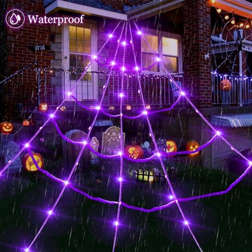 Halloween Spider Web Lights with Motion Sensor and Sound – 20x17 ft Waterproof Outdoor Decor