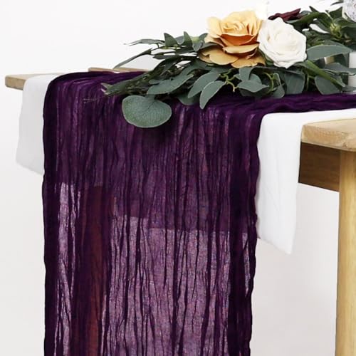 36x10FT Purple Cheesecloth Table Runner - Rustic Wedding & Party Decor
