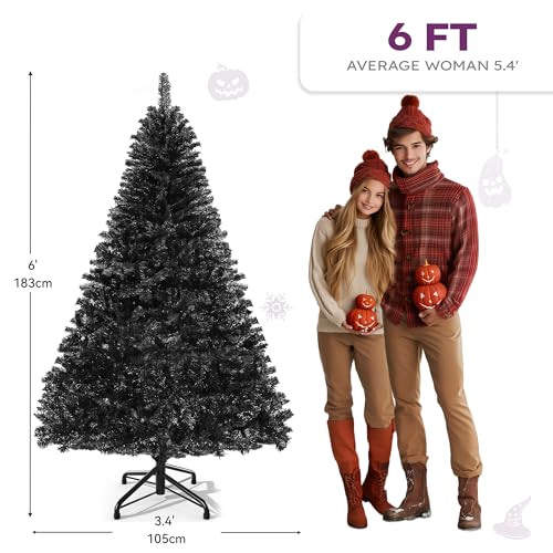 Black Artificial Christmas Tree 6ft with 818 Tips - Holiday Decor