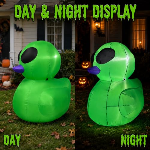 4FT Halloween Inflatable Alien Duck with LED Lights Outdoor Decor