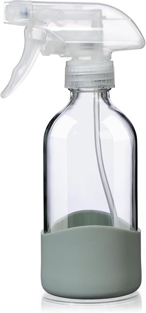 Skiennix 8oz Clear Glass Spray Bottle - Refillable, Leakproof Design for Cleaning, Hair, Plants & Oils | Eco-Friendly, Adjustable Nozzle