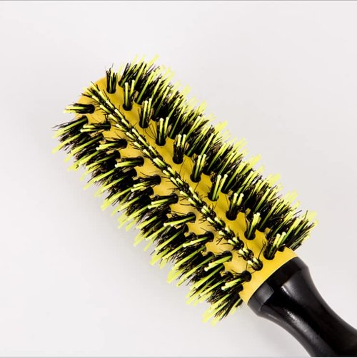 Thermal Round Barrel Boar Bristles Hair Brush Set - Professional Styling for Blow Drying, Curling, Scalp Massage, Dry/Wet Hair (YELLOW)