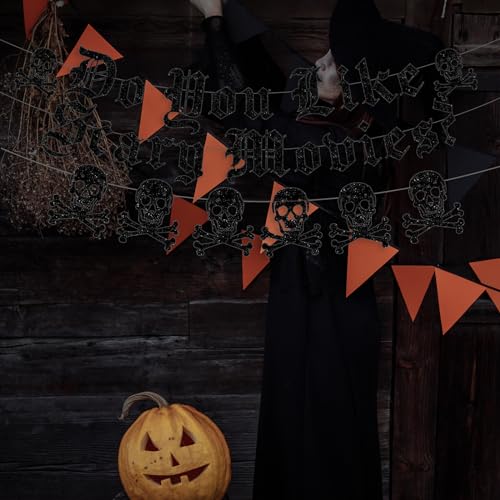 Gothic Halloween Banner & Skull Garland Set for Spooky Party Decorations