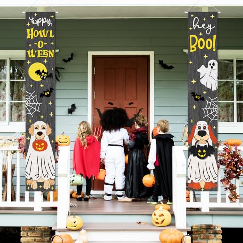 Halloween Ghost Dog Banner Door Wall Hanging Party Decorations - Hey Boo