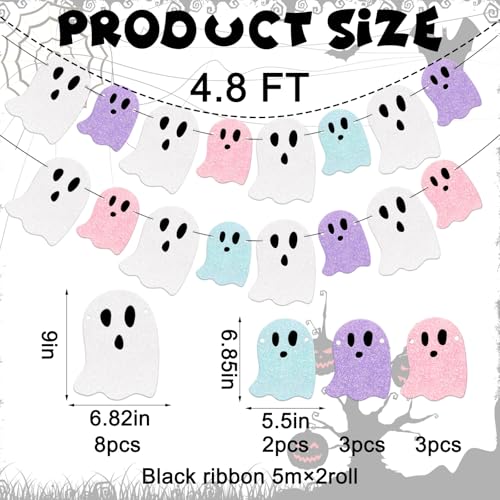 Halloween Ghost Garland Decorations - Pastel Ghost Banners for Parties & Photo Booths