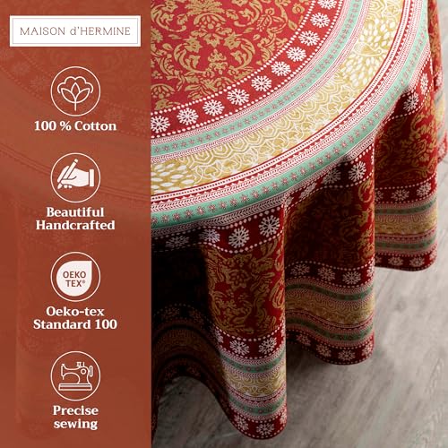 Sofia 63-Inch Round Cotton Tablecloth - Reusable Holiday & Fall Decor