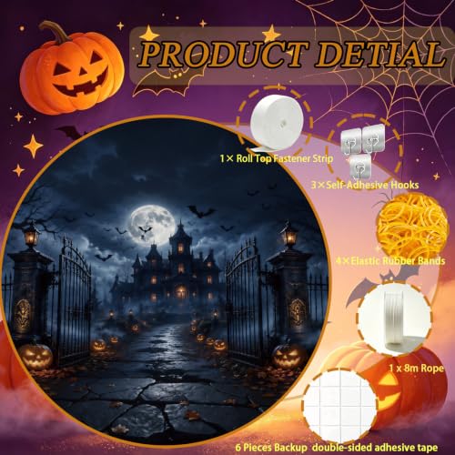 Halloween Castle Garage Door Cover Banner 8x7FT Haunted Mansion Backdrop Outdoor Halloween Decor