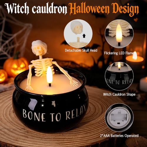 Halloween Skeleton Flameless Candle with Remote - Spooky Skeleton Decoration