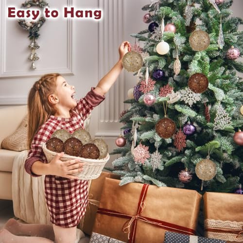 Large Champagne Christmas Ornaments Set - 3.15 Inch Shatterproof Holiday Decor, 6 Pack