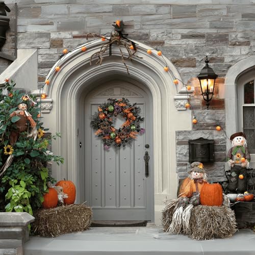 22 Inch Halloween Wreath with Glitter Roses Bats & Ornaments for Front Door