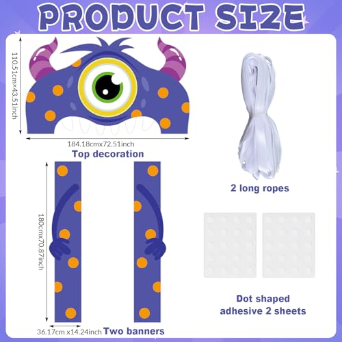 Kids Monster Party Door Banner - Birthday Porch Decoration, 72 Inch