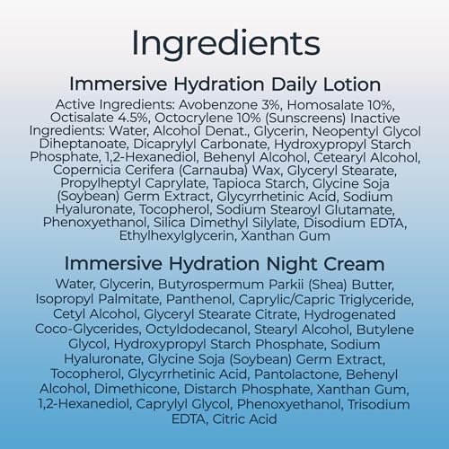 Eucerin Face Immersive Hydration Skin Care Set, Daily Face Lotion with SPF 30 (2.5 Fl Oz) + Night Cream with Hyaluronic Acid (2.5 Oz), Facial Moisturizer Improves the Look of Fine Lines and Wrinkles