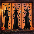 Halloween Window Clings Large Witch Silhouette Decals - Black, Spooky Decor