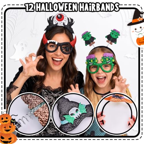 24-Pack Halloween Headbands and Glasses Frame Set Party Favors