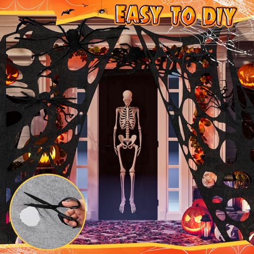 Halloween Outdoor Giant Spider Web with Fake Spiders - Black, Variation of THIS listing
