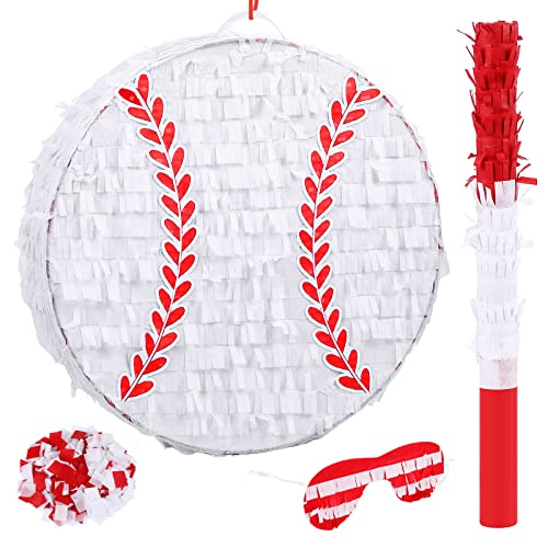 Baseball Piñata Party Supplies with Stick and Blindfold - Sports Theme Decoration