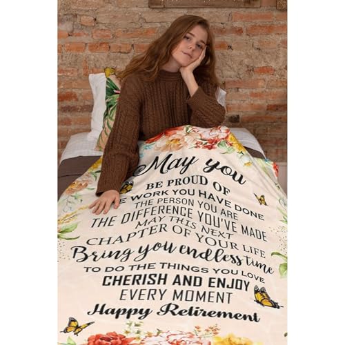 Black 50x40 Inch Retirement Gift Blanket for Women Men - Party Decor & Colleague Gift