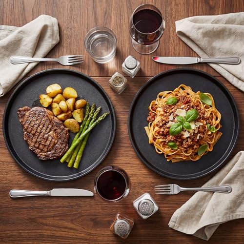 11.4 Inch Cast Iron Grill Pan Set - Round Pizza and Skillet for BBQ & Indoor Cooking