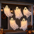 Halloween LED Hanging Ghost Decorations with Timer - Outdoor 27.5 Inch Set of 5