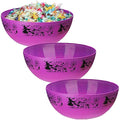 Halloween Candy Bowls Set - Plastic Trick or Treat Serving Bowls, 3 Pieces, Purple Web Design - Web Variation
