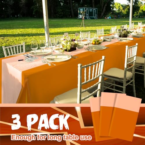 Burnt Orange Disposable Plastic Table Covers - 51x108 Inches for Events