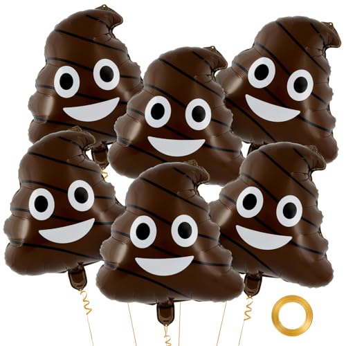 22 Inch Funny Poop Balloons - 6 Pack Aluminum Foil Prank Party Decorations