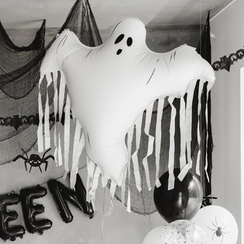 Large Ghost Balloon for Halloween Party Decor - White Foil Balloon 36.6 x 33.8 Inches