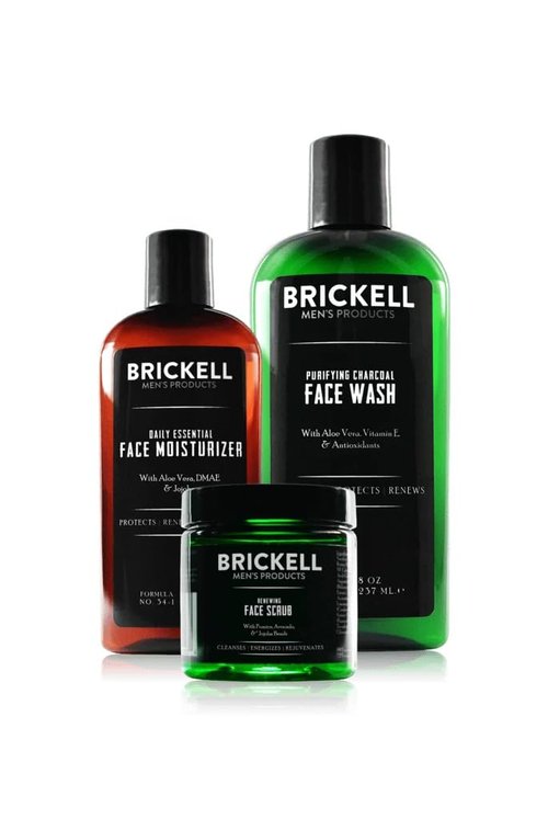 Brickell Men's Activated Charcoal Facial Cleanser & Moisturizer - Daily Advanced Face Care Routine