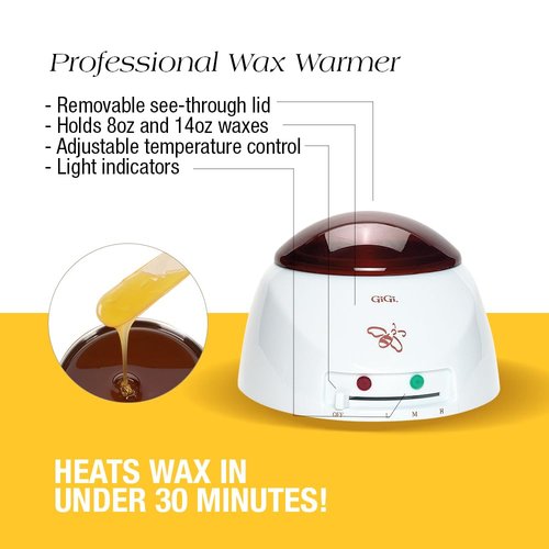 GiGi Wax Warmer Hair Removal Kit – Professional Waxing Kit Women with Hard Wax, Pre & Post Applicators for Face, Body, Arms, and Legs, At-Home & Salon Use