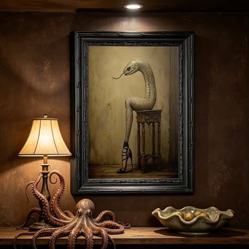 Framed Gothic Surreal Snake Wall Art - Human Form Variation - 11"L x 9"W