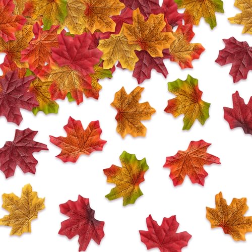 Artificial Maple Leaves Fall Decor Set 320 Pieces for Thanksgiving Halloween Weddings Crafts