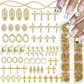 Gold 3D Cross Nail Charms & Religious Beads for Nail Art & Crafts