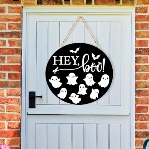 Halloween Wooden Ghost Door Wreath - Halloween-35 - Front Door Wall Decor