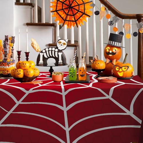 Halloween Spider Web Tablecloth 53x108 Inch Party Decor Outdoor Indoor