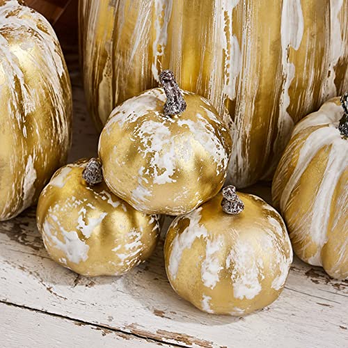 Artificial Pumpkins Decor Set - White Gold, 7 Pieces Fall Halloween Thanksgiving