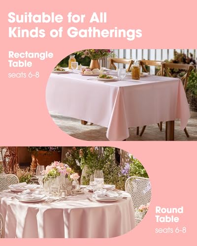 Pink Plastic Tablecloth for 6ft Tables - 15 Pack, 54 x 108 Inches, Disposable
