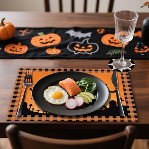 Happy Halloween Paper Placemats & Coasters Set - Ghost Bat Pumpkin Disposable Table Decor
