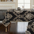 Rectangular Jacquard Tablecloth 60 x 120 Inches Black - Elegant Home Decor