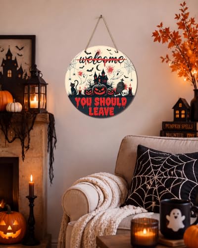 Halloween Wooden Door Sign - Haunted House Haunted House Decor