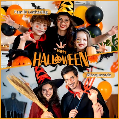 Halloween Face Tattoos - 12 Pack Kids Makeup Stickers with Pumpkin & Spooky Designs - Variation C