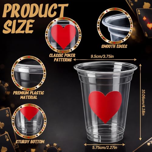 120 Pcs Halloween Playing Card & Plastic Cup Set - 12 oz Disposable Party Cups - Variation: Poker