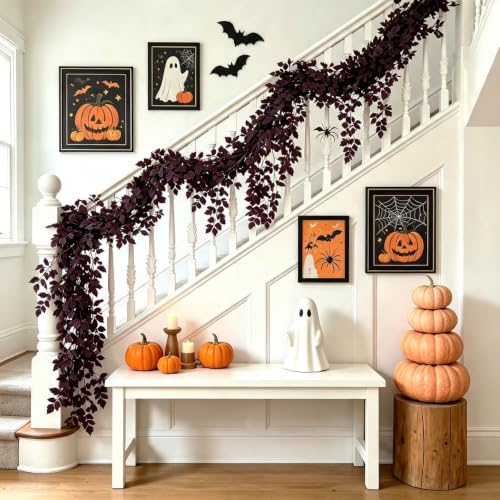 Artificial Cimicifuga Vine Garland for Fall Decor - Brown 2 Pack, 12 ft