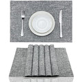 Heat Resistant Cloth Placemats Set of 6 - Mottled Grey & Brown, Rustic Table Decor