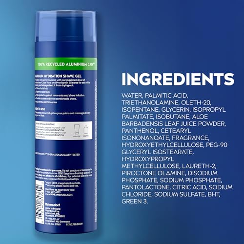 NIVEA MEN Maximum Hydration Shave Gel, with Aloe Vera and Provitamin B5, Shaving Gel for Men, 7 Oz Can, Pack of 3
